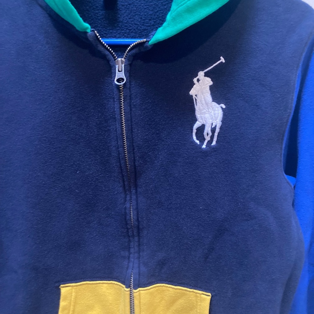 Ralph Lauren boys color blocked hooded zip sweatshirt size large - Picture 2 of 11